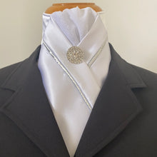 HHD White Satin Pretied Stock Tie Silver Mist