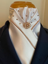 HHD White or Ivory Dressage Stock Tie Rose Gold Swarovski Elements