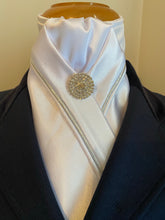 HHD White Equestrian Dressage  Stock Tie with Double Piping-Available in Many Colours