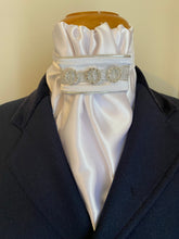 HHD White Satin Dressage Euro Stock Tie ‘Jane’ in Silver