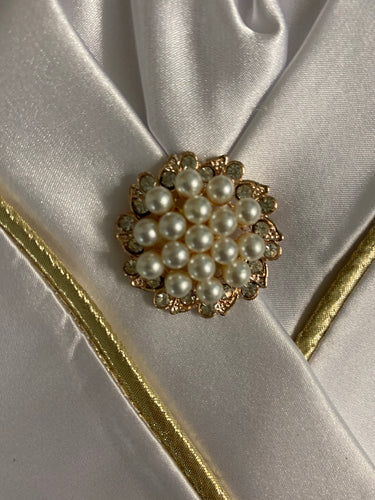 Pearls in Gold and Rhinestone Stock Pin Brooch