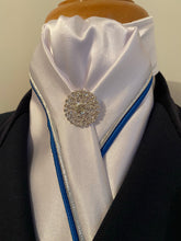 HHD White Equestrian Dressage  Stock Tie with Double Piping-Available in Many Colours