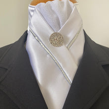 HHD White Satin Pretied Stock Tie Silver Mist