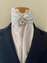 HHD Vintage Lace White Satin Dressage Euro Stock Tie ‘Chloe’