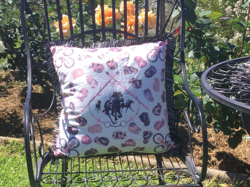 Pink & Black Velvet Jockey Horse Racing Cushion