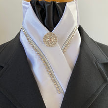 HHD Ivory Or White Satin Rhinestone Pretied Stock Tie in Black