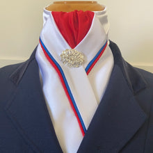 HHD White Dressage Show Stock Tie Red & Royal Blue