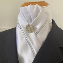 HHD White Satin Pretied Stock Tie Silver Mist