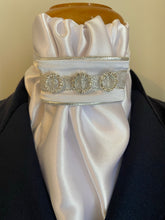 HHD White Satin Dressage Euro Stock Tie ‘Jane’ in Silver