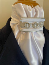 HHD White Satin Dressage Euro Stock Tie ‘Jane’ in Silver