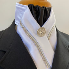 HHD Ivory Or White Satin Rhinestone Pretied Stock Tie in Black